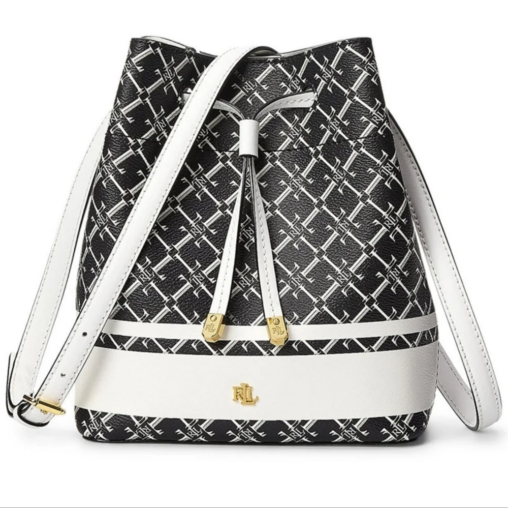 Lauren Ralph Lauren Heritage Debby II Drawstring Bag Black/White